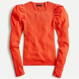J. Crew Puff-sleeve ribbed silk-blend sweater Brilliant Sunset, size S in EUC